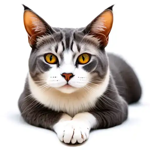 Grey And White Manx Cat Lounging Sunbathing Scene