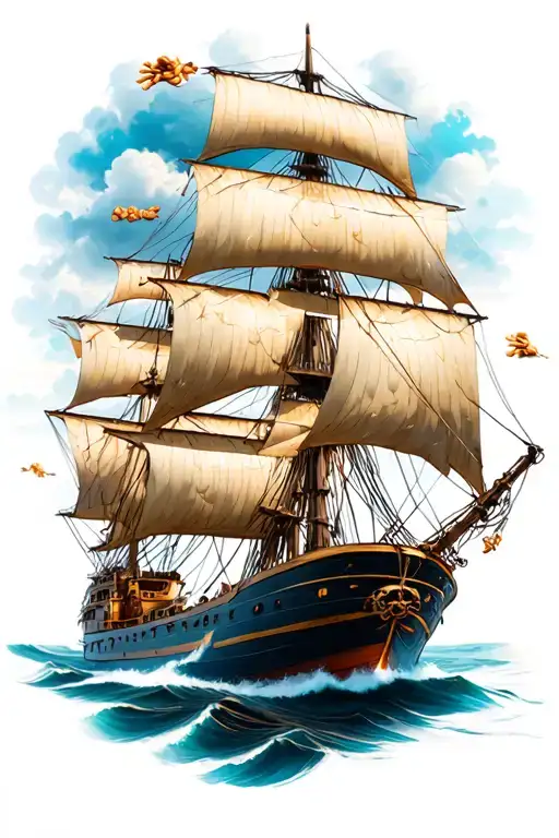 A Sailor Ship With Cloves As Sailes