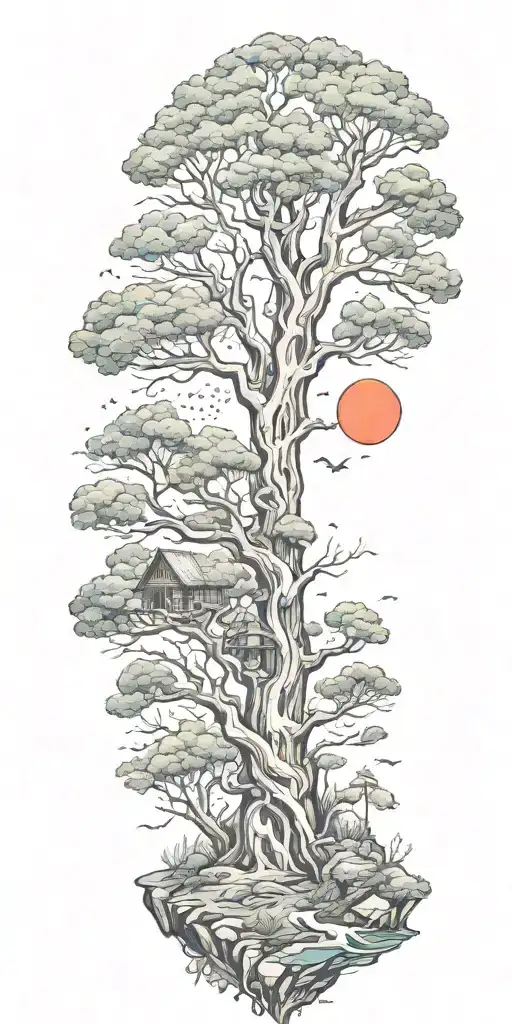 Nature Elements Like Trees And Animals