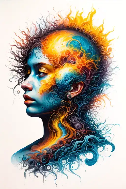 Chaotic Imaginary World That Comes Out Of A Human Head