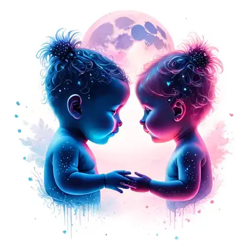 Pink And Blue Full Moons Baby Boy And Baby Girl