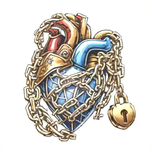 Human Heart With A Lock And Chain Wrapped Around It