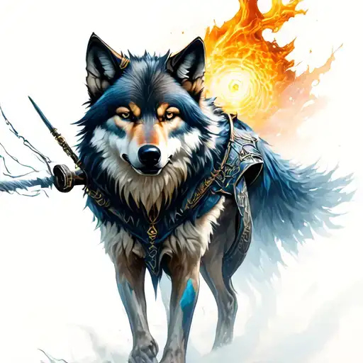 Wolf And Warrior Wielding