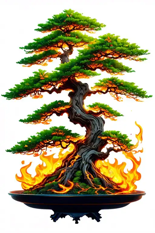 Bonsai Tree Made Of Fire