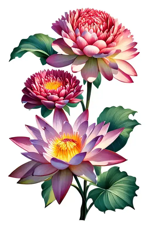 Carnation Flower Blooming Water Lily And Merigold Flower