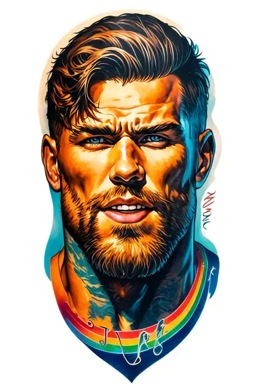 Gay Tattoo Of A Muscle Man