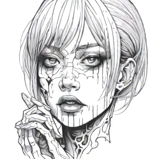 Black And White Anime Girl Gore Horror Gothic Junji Ito Style