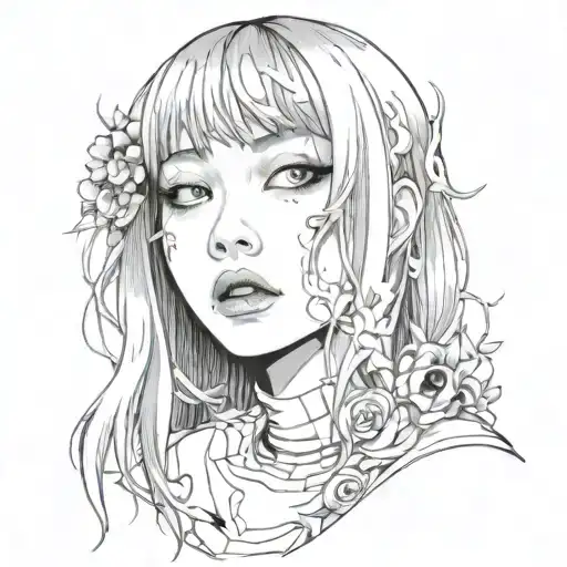 Black And White Anime Girl Gore Horror Gothic Junji Ito Style