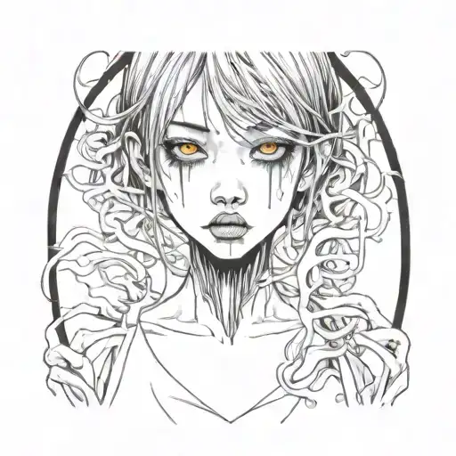 Black And White Anime Girl Gore Horror Gothic Junji Ito Style