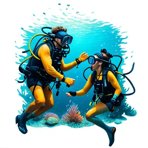 Man And Woman Scuba Diver Exploring