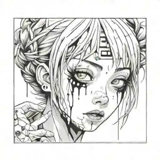 Black And White Anime Girl Gore Horror Gothic Junji Ito Style