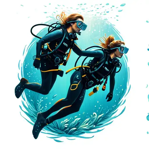 Man And Woman Scuba Diver Exploring Underwater