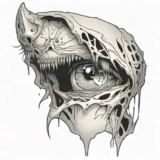 Black And White Anime Girl Gore Horror Gothic Style