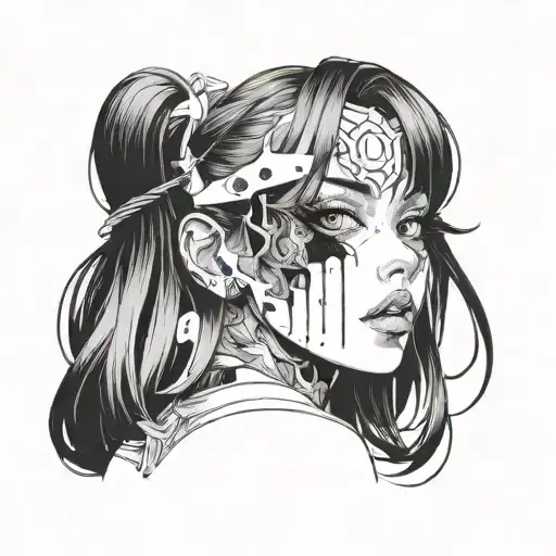 Black And White Anime Girl Gore Horror Gothic Style