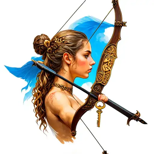 Artemis Shooting Bow With A Neckless With Key On It Profile Add Male Chastity Theme