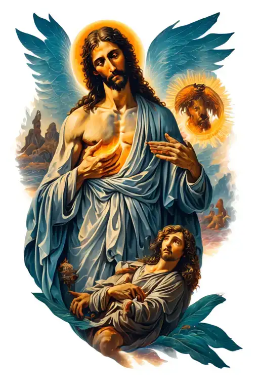 A Large Tattoo Of The Entire Biblical Storyline That Goes From Mid Thigh To The Ribcage