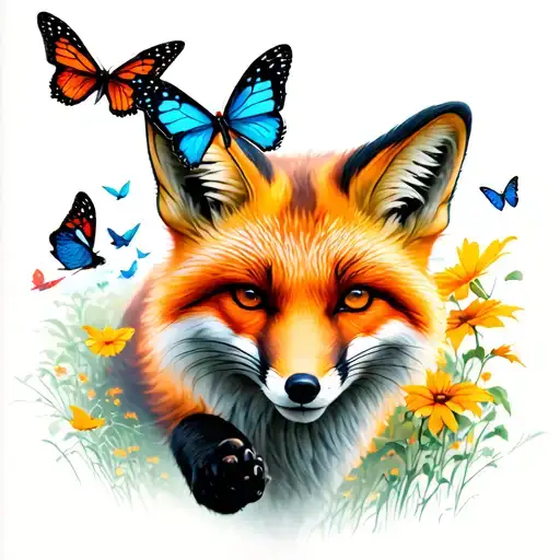 A Fox Chasing Butterflies Into Different Seasons