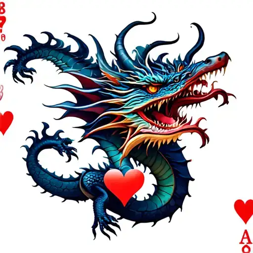 Dragon And Hearts Card
