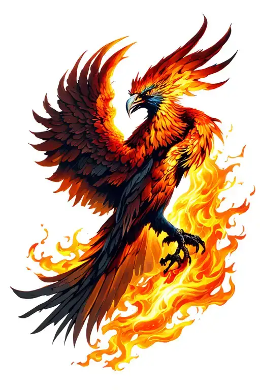 Angry Phoenix Rising From The Flames Left Arm Sleeve