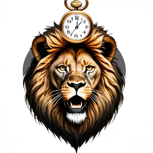 Lion With Pocket Watch In Its Mouth