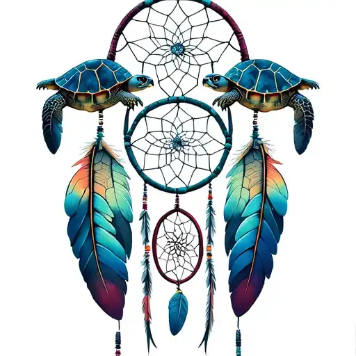 Dreamcatcher With Three Turtles
