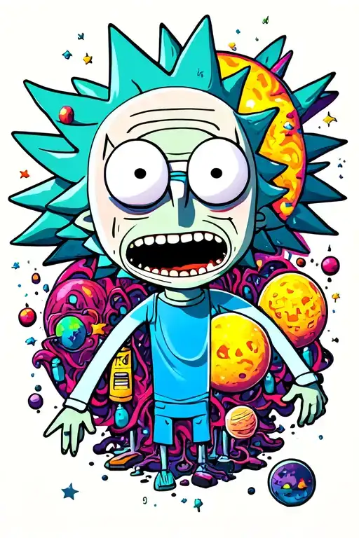 Rick & Morty Characters In Space On Drugs Hippie