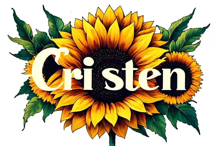 Cristen Name Tattoo With Sunflower