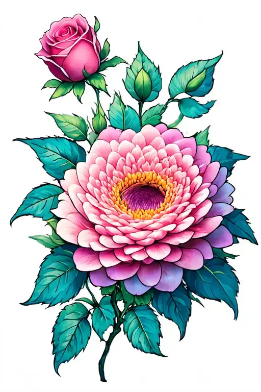 Chrysanthemum And Rose
