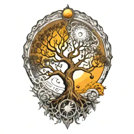 Tree Of Life And Sun And Moon