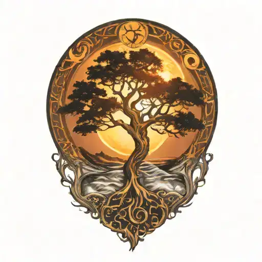 Tree Of Life And Sun And Moon