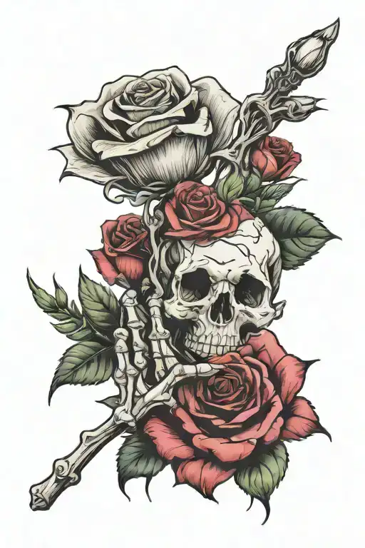 Skeleton Hand Holding A Rose