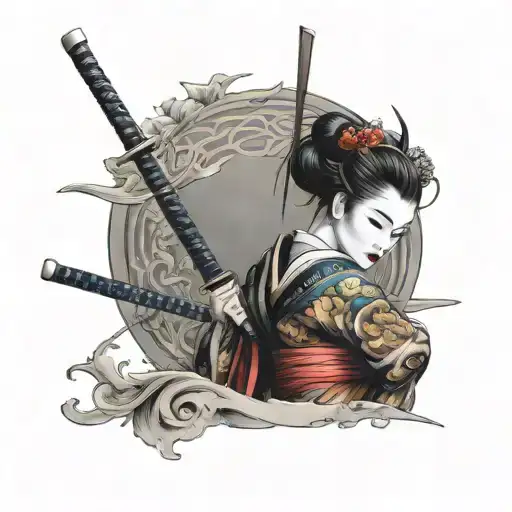 Warrior Geisha Holding A Katana