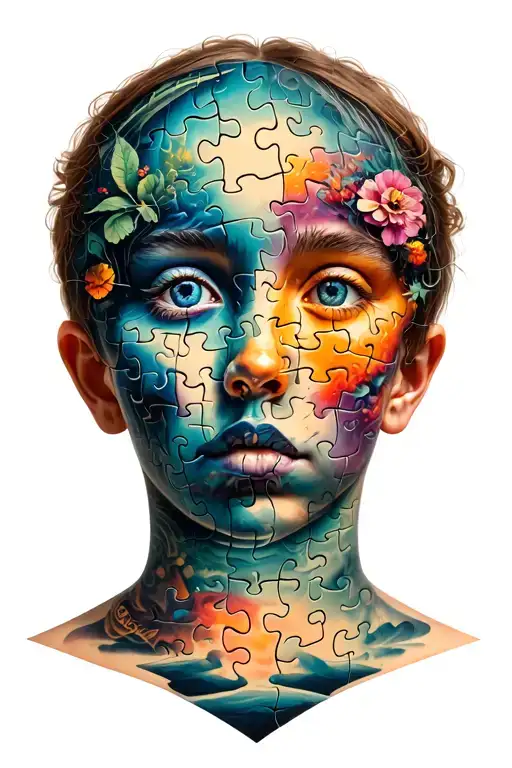 Last Peace Of The Puzzle From A Back Of The Head Design Only From Puzzel Peaces Profile Holding