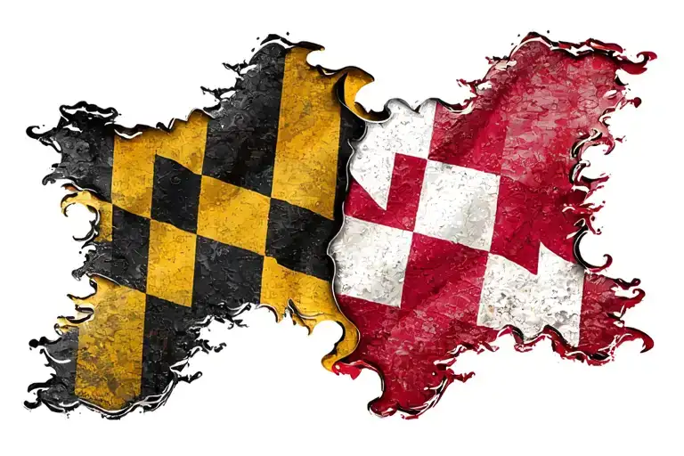 Maryland Flag Morphing Alabama Flag Intertwined