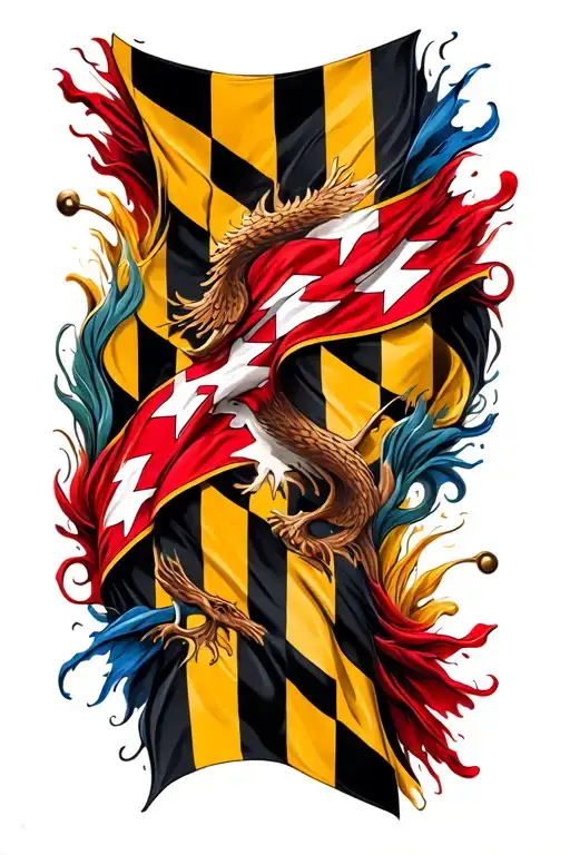 Maryland Flag Flowing