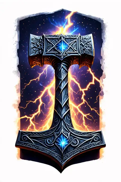 Thors Hammer With Lightning