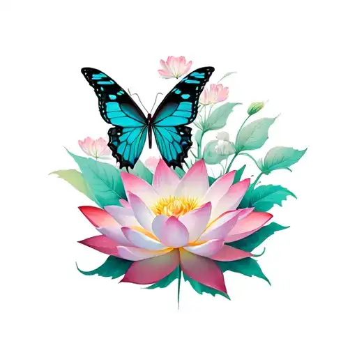Sexual Abuse Survivor With Butterfly And Lotus Flower Blooming