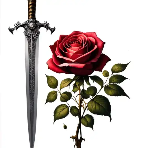 Claymore Sword Through Rose