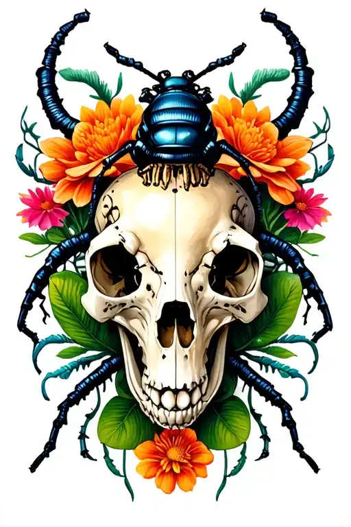 Cottagecore With Bugs And Animal Skulls Leaning And Forming