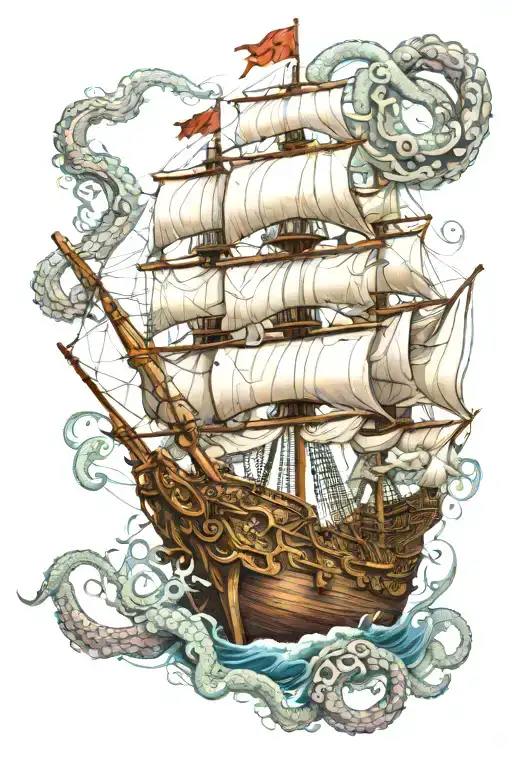 Pirate Ship Octopus Emerging