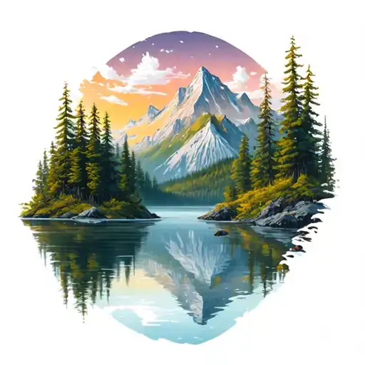 Mountains Lake And Forest