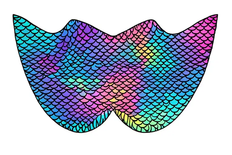 Mermaid Scales Minimal Line Art