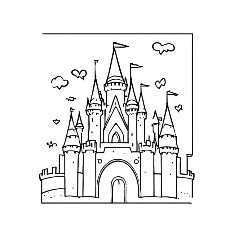 Tiny Disney Castle Tattoo With A Little Bit Of Color