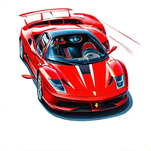 Alien Driving Ferrari