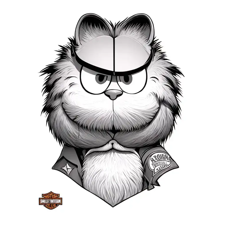 Garfield With Master Sargent Rank On His Arm Incorporating Harley Davidson