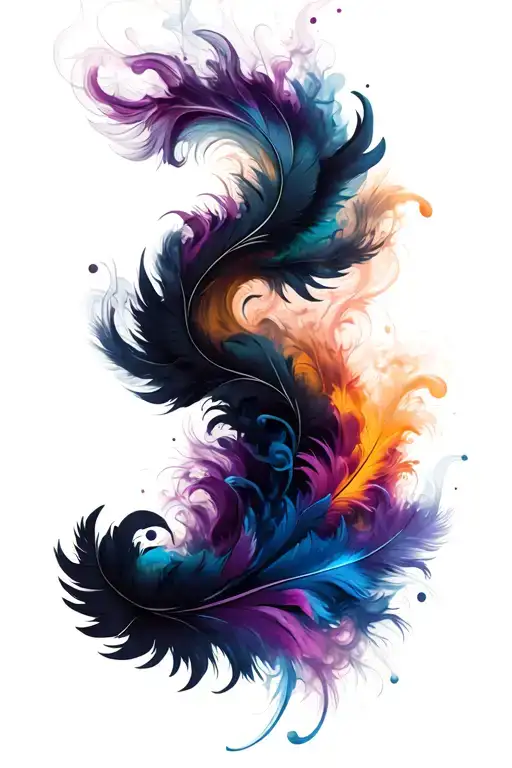 Feathers And Smoke Forming The Shape