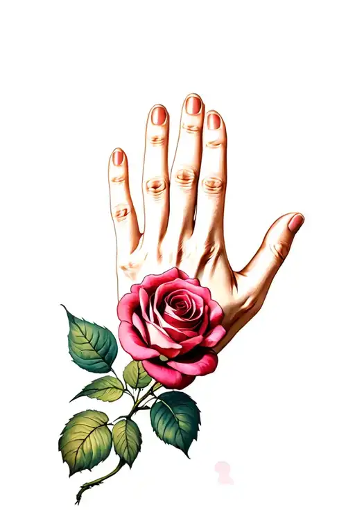 Elegant Rose Hand Tattoo Design