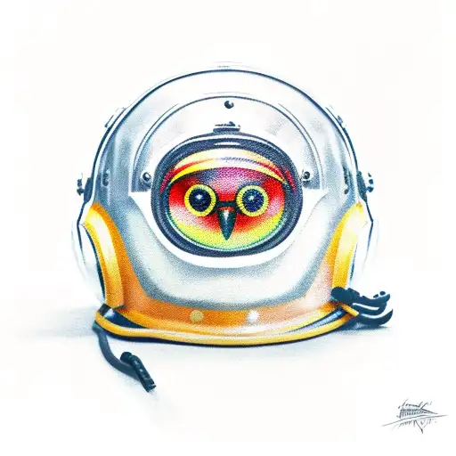 A Pilot's Helmet With An Owl
