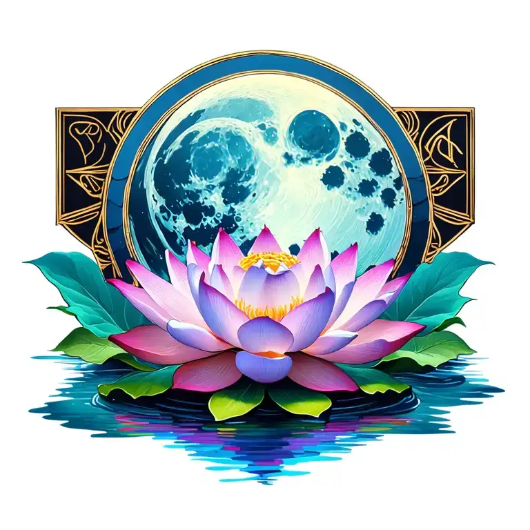 Lotus Flower With A Full Moon And Virgo Sign