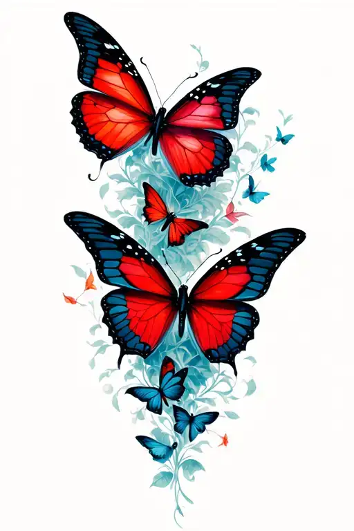 Red Butterflies Coming Together To Make